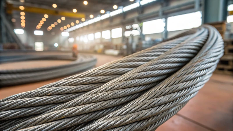 Close-up of heavy-duty steel wire ropes