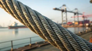 Close-up view of a robust steel wire rope