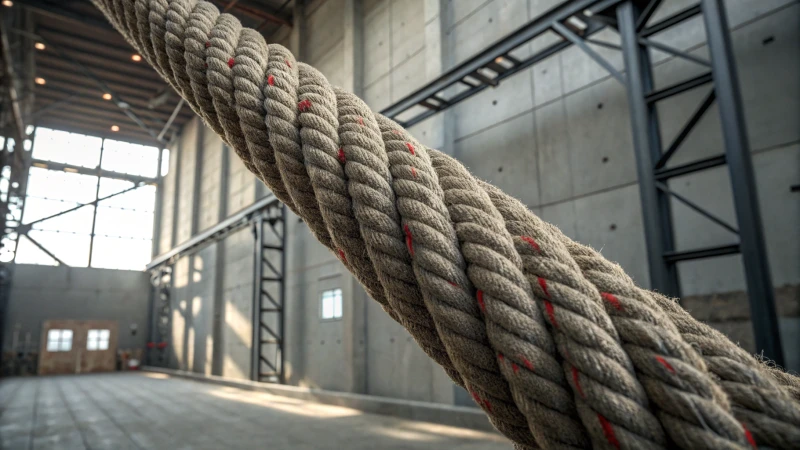 Close-up of a durable rope with a textured surface