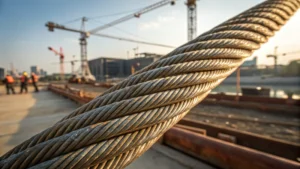 Close-up of heavy-duty steel wire rope