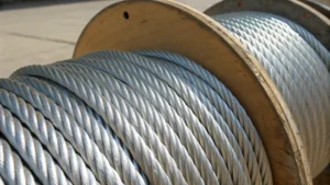 Close-up comparison of stainless steel wire rope and galvanized steel rope