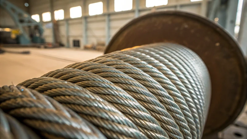 Close-up of a steel wire rope