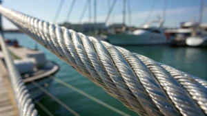 Close-up of galvanized steel wire rope