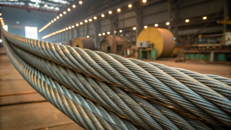 Close-up view of wire ropes in an industrial setting