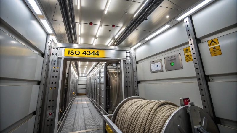 Interior of a modern elevator with transparent walls and visible polymer cables