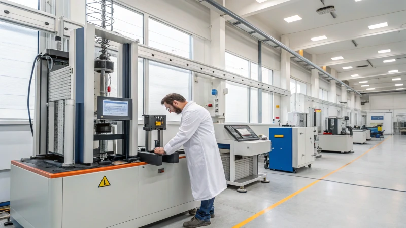 Technician conducting fatigue tests in a high-tech laboratory