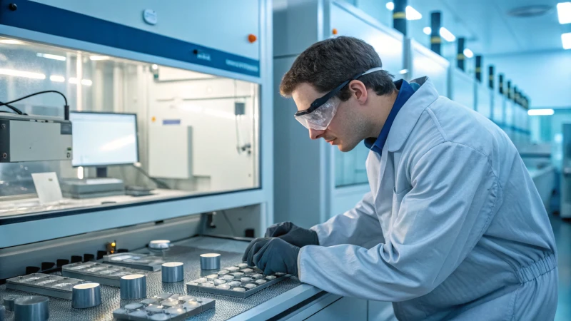 A marine engineer conducting a durability test in a lab.