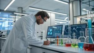 Scientist in a modern laboratory conducting an experiment