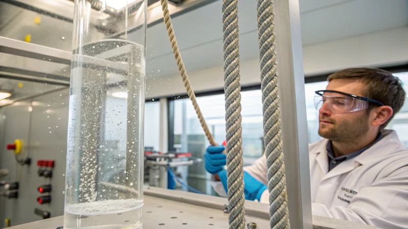 Technician performing a salt spray test on steel wire ropes in a laboratory