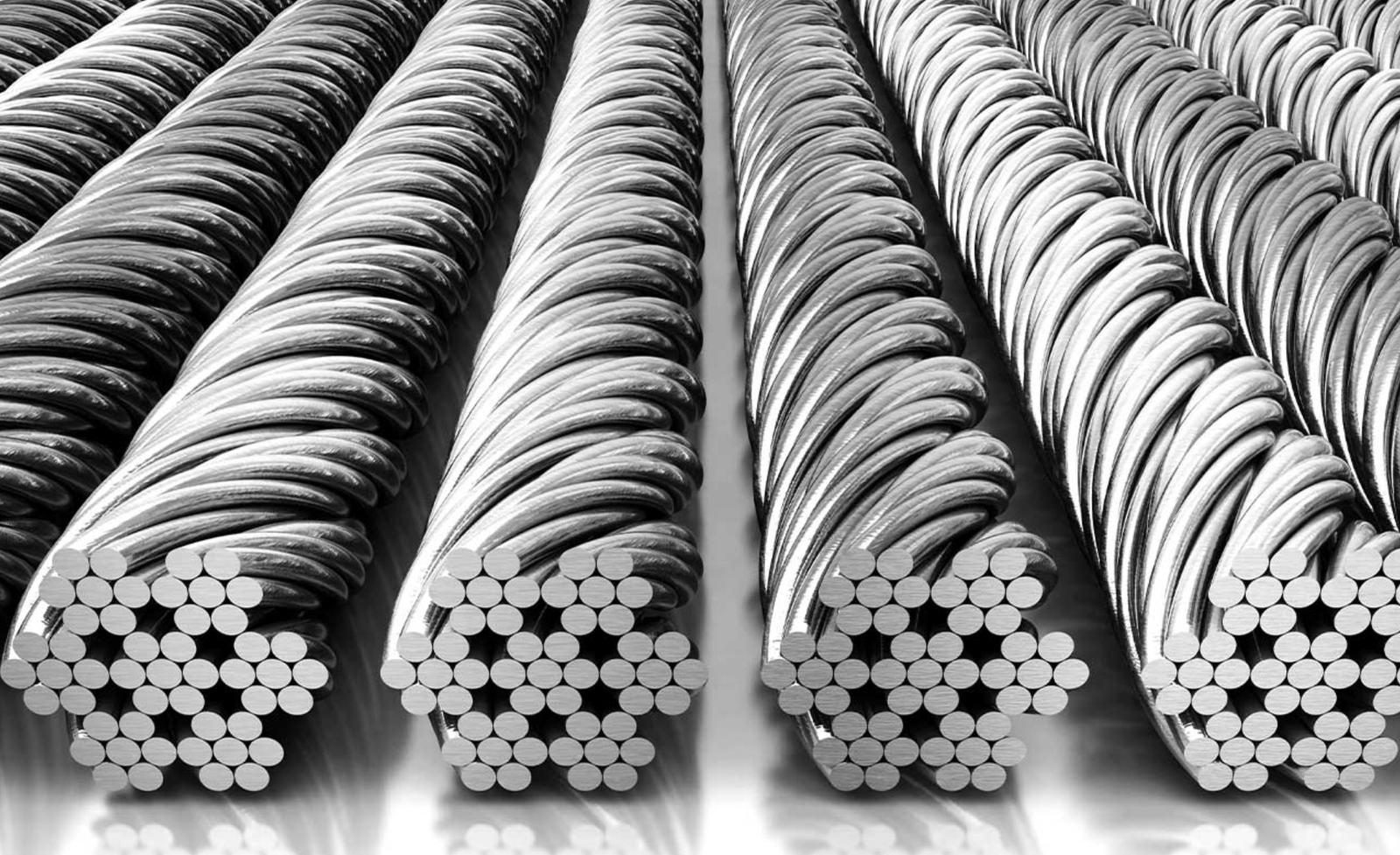 A high-tech industrial setting with steel wire rope and IoT sensors