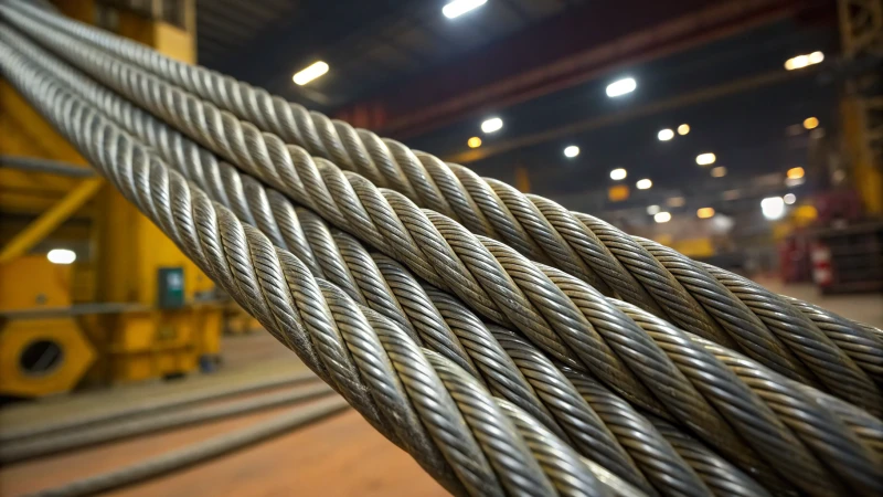 Close-up of steel wire ropes showcasing intricate strands