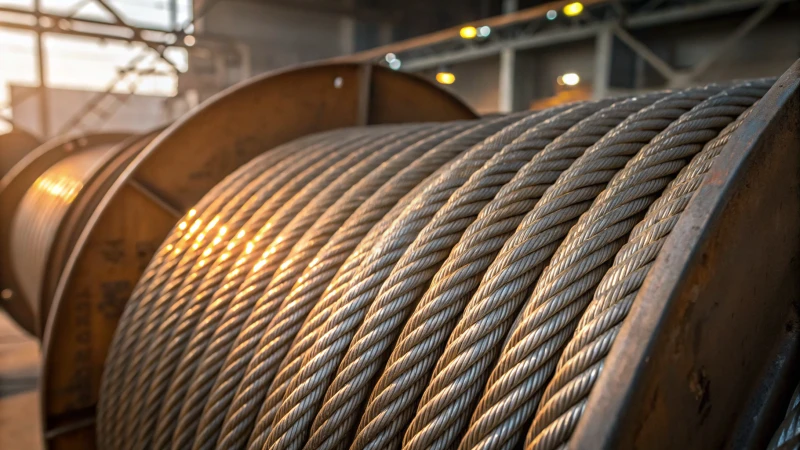 Close-up of high-quality steel wire ropes